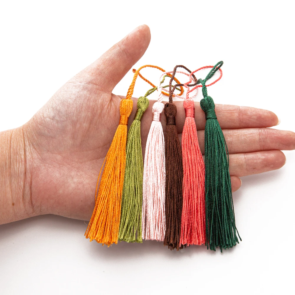20 Stück kleine Lesezeichen-Quasten, seidig, handgefertigt, weich, Mini-Anhänger mit Schlaufen für DIY-Handwerk, Ohrringe, Schlüsselanhänger, Schmuckherstellung – Detail 5