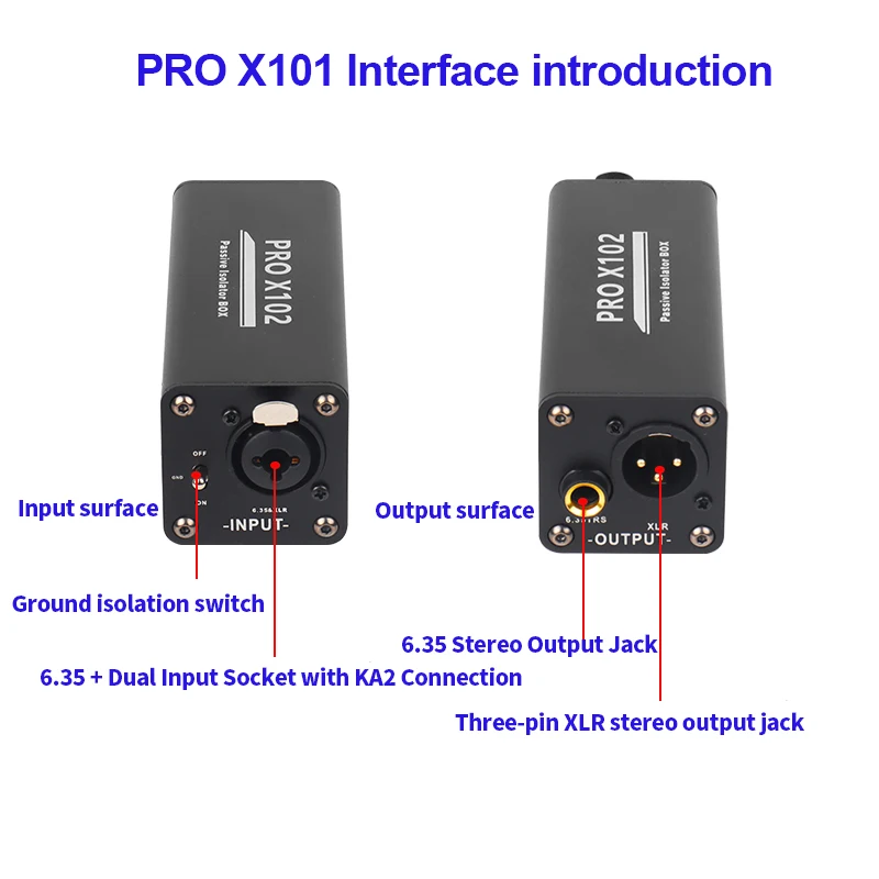 Audio isolator noise reduction DI ground box 6.35 to cannon Stereo agricultural electric guitar sound card show noise eliminatio