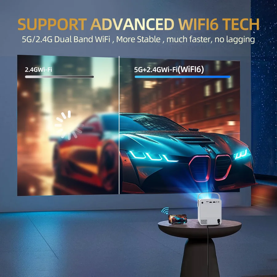 BU303 4k ultra high definition projector with built-in Android system WiFi connection to mobile phone small and portable outdoor portable projector