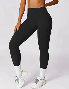 Vendita calda estiva Leggings da yoga Donna Collant con volant per il sollevamento dell'anca a vita alta Pantaloni da ciclismo da corsa Leggings sportivi traspiranti 1
