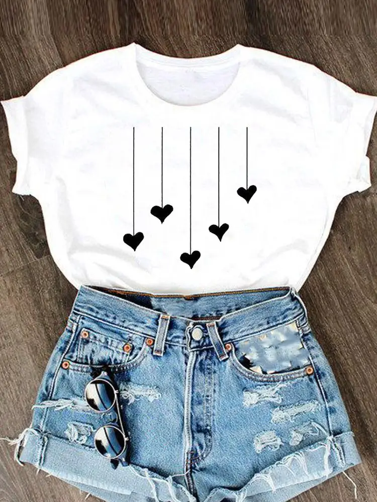 Love Style Valentine Graphic T Shirt Clothing Fashion Clothes Women Short Sleeve Summer O-neck Tee T-shirt Cartoon Female Top graphic tees women