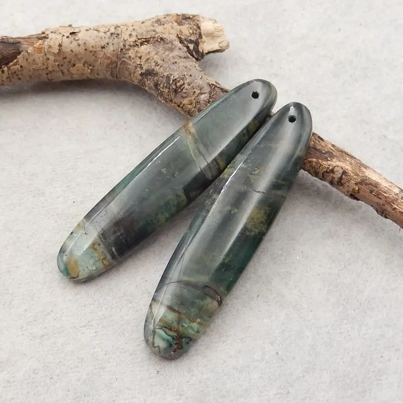 Semiprecious Natural Stone Morrisonite Jasper Gemstone Fashion Earring Bead Accessories For Women 45x11x5mm 8g