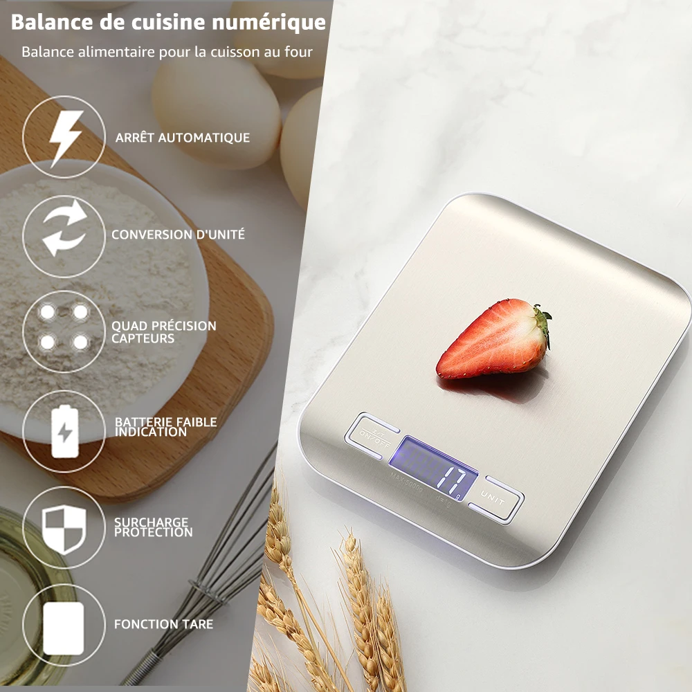 Balance numérique LCD en acier inoxydable avec bol, outil de cuisine de  précision, balance de poids électronique, balance alimentaire - AliExpress