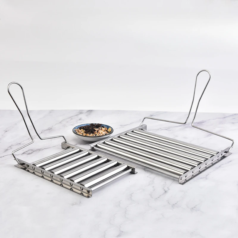 Barbecue Tools Sausage Roller Rack Handle Barbecue Sausage Grilling Rack Roller BBQ Picnic Camping Hot Dog Grill Pan Home Kitchen BBQ Tool