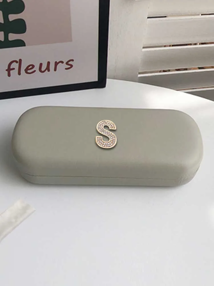 

Customized Female Myopia Glasses Storage Case Eyewear Cases Personalized Customer Name-Candy Goldtone Crystal Optional Letter De