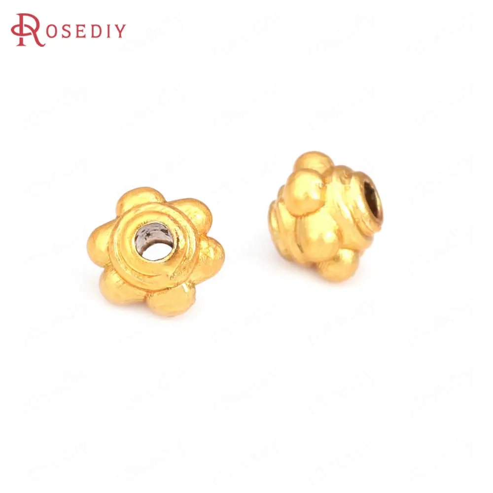 24K Gold Plated Brass Flower Heart Star Rondelle Gold Bead Spacers for  Jewelry Making 18k 4mm - AliExpress