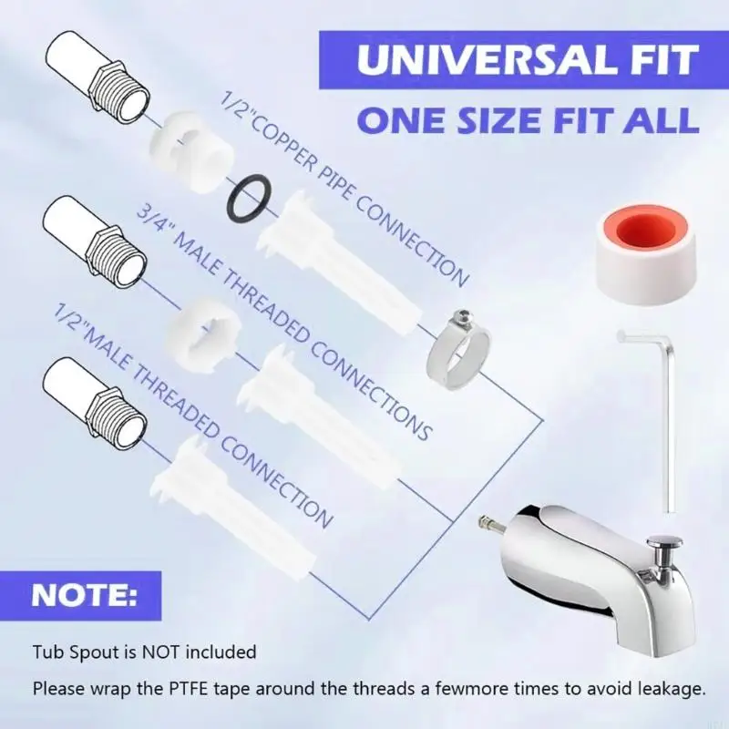Practical 4 in 1 Bathtubs Spouts Adapter Set Portable Accessory Convenient for 1/2Inch Brass and Male Thread Use 203F