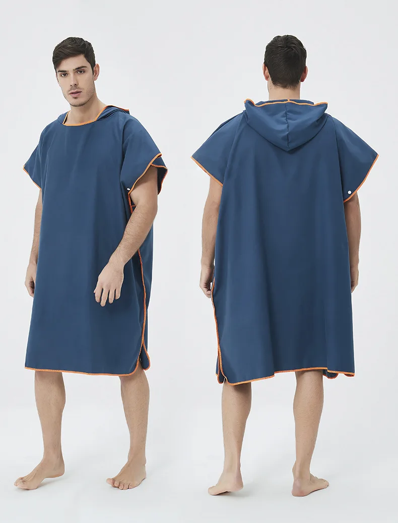 Quick-drying cloak double-sided fleece hooded bath towel Absorbent quick-drying diving swimming beach adult change bathrobe