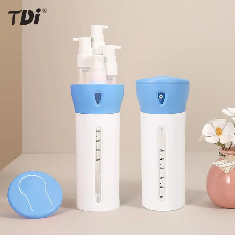 여행용 디스펜서 누출 방지 세면 용품 서브 병, 리필 가능한 샤워 젤 비누 빈 용기 키트, 4 인 1