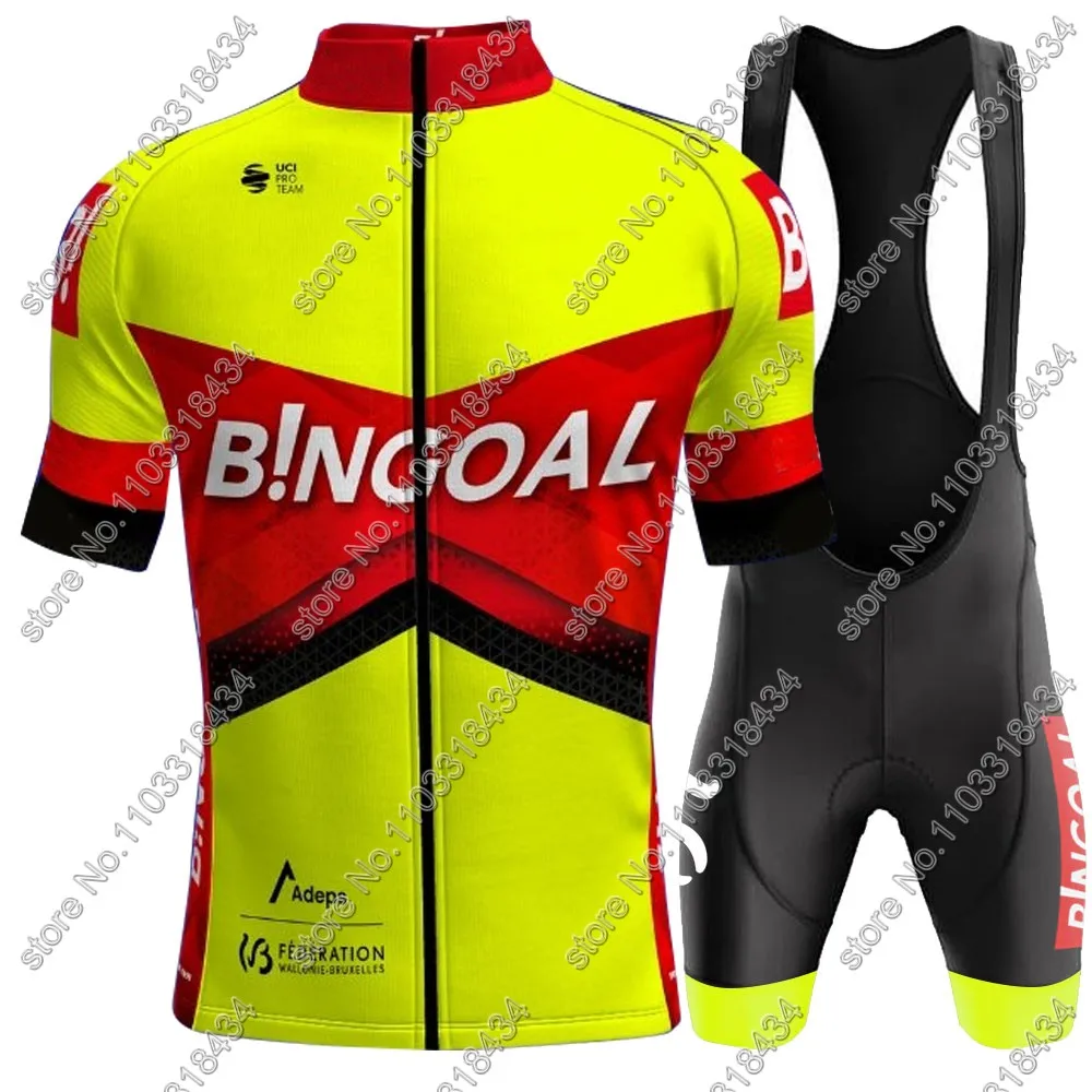 Bingoal WB Cycling Jersey Team Set Short Sleeve Men Belgium Clothing Road Bike Shirts Suit Bicycle Bib Shorts MTB Ropa