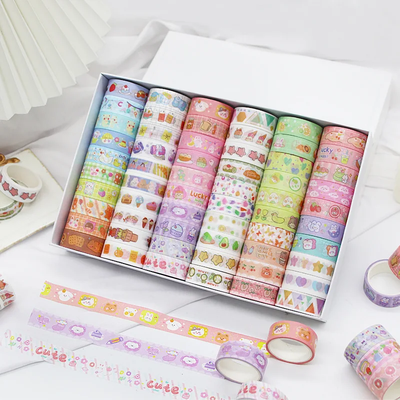 

60rolls 7200inch Cartoon Kawaii Washi Tape Set Grid Food Fruit Scrapbooking Sticker Tapes DIY Masking Kids Japanese Decoration