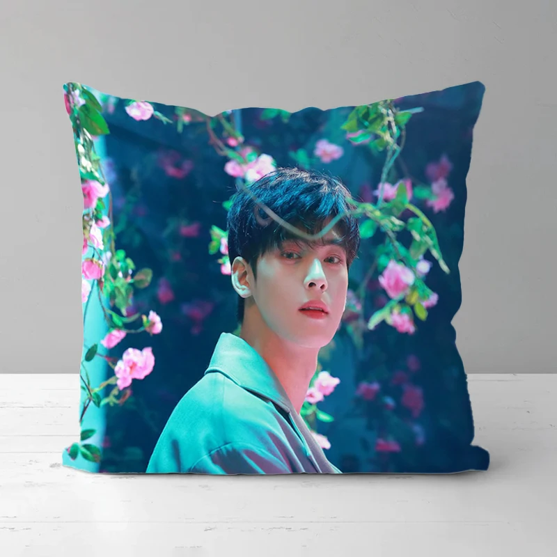 

Sofa Decorative Pillow Covers Kpop Pillowcases for Pillows 45x45 Cha EunWoo Cushion Cover Double-sided Printing Pillowcase 45*45
