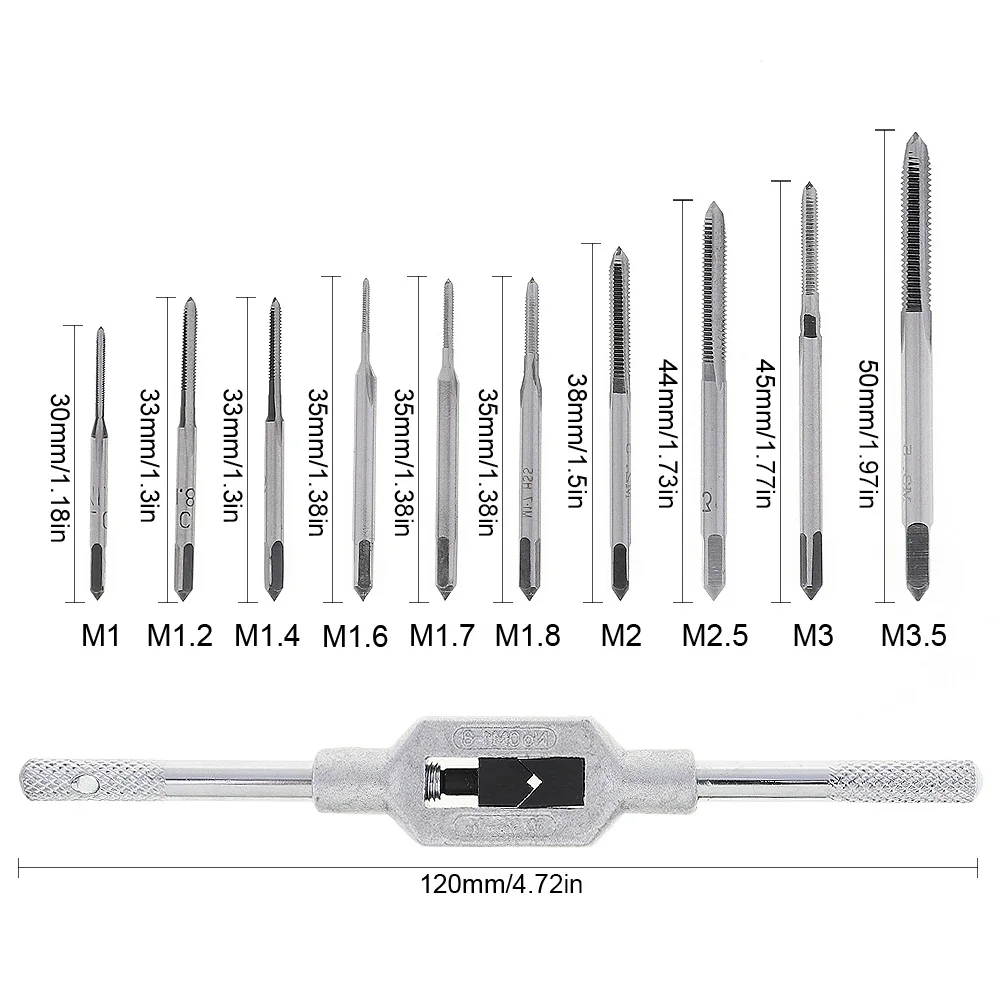 Clé à taraud réglable M1-M8 et 7 pièces M1.1-M2.5 vis à tarauder foret à