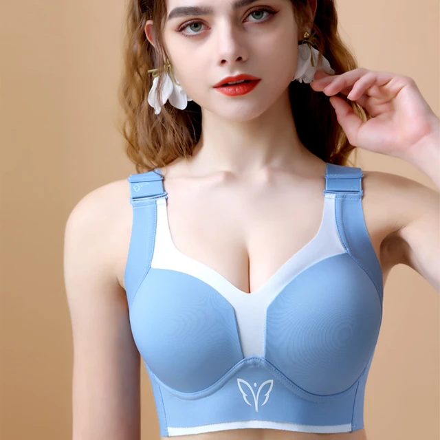 Puls Size Women's Bra Thin Section Big Breasts Show Small Fat Girl Vest  Type Anti-sagging Female No Stell Ring Underwear