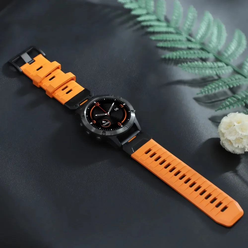 Durable Quick Fit Rubber & Metal Strap - Comfortable Band for Large Smartwatches
