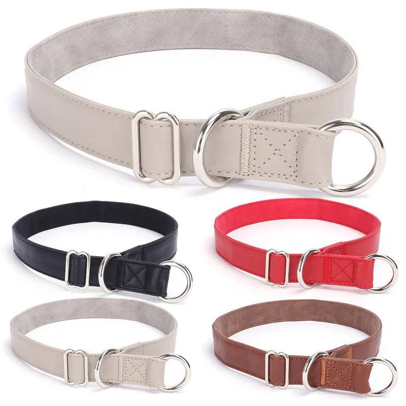 Dog slip Collar PU Leather Slip dog Collar Large dog slip Collar for a