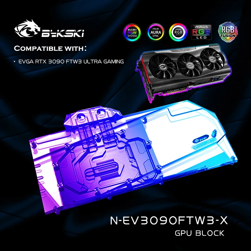 Bykski N EV3090FTW3 X,3090 3080 GPU Water Cooling Block For EVGA