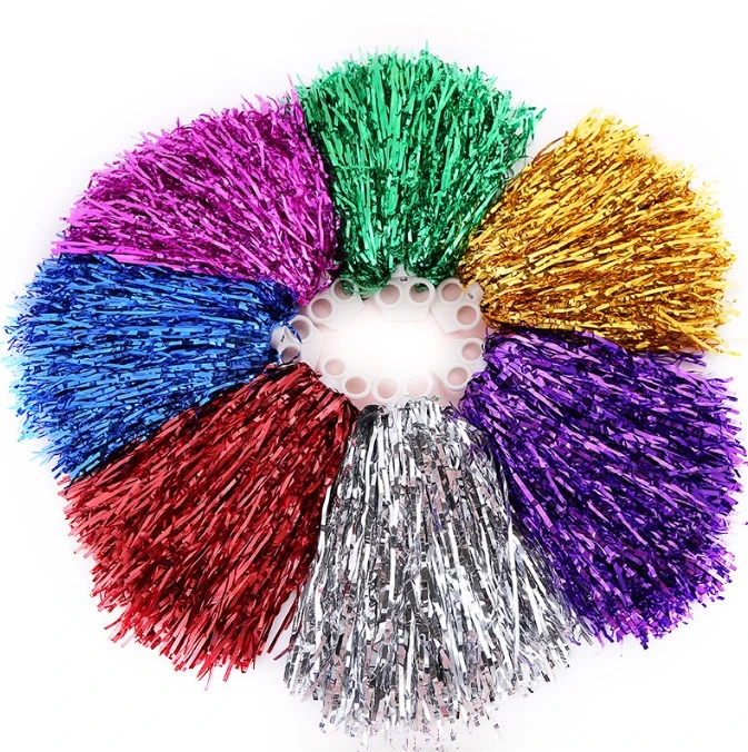 Cheerleading Poms with Handle Cheer Balls Gold Yellow Pink Red Green Blue for Hand Dance Women Girl Kids Pompoms Accessories
