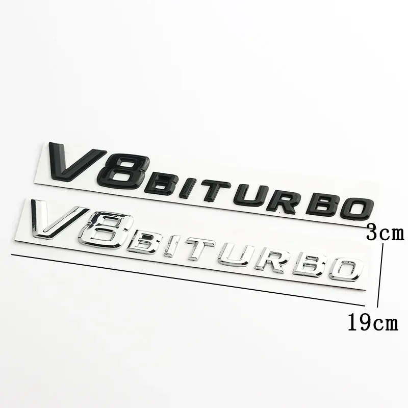 3D 크롬 블랙 V8 V12 BITURBO 레터링 펜더 엠블럼 배지 스티커 메르세데스 벤츠 AMG 로고 E63 CL63 CLS63 G63 ML63 S63 SL63