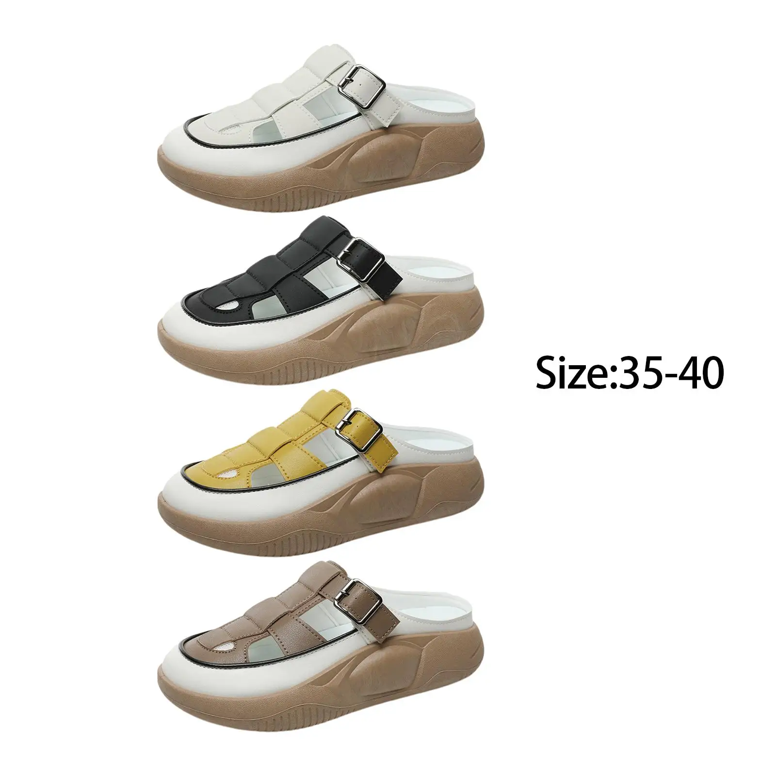 

Slippers Fashion Soft with Buckle Flatform Shoes Rubber Sole andals Strappy Sandal for Bathing Pool Female Streets Casual