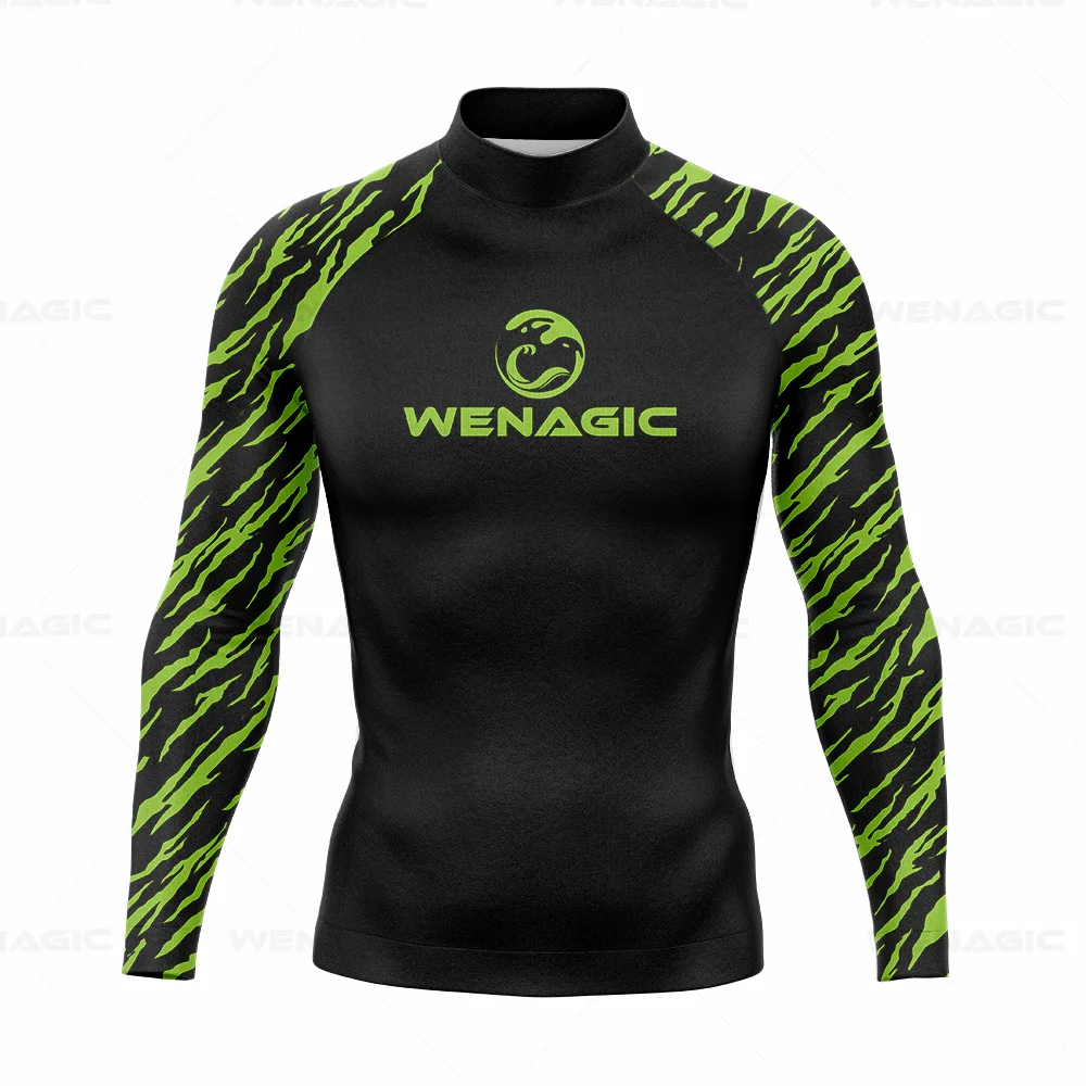 Men Long Sleeve Surf Swimsuit Swimming T-shirt Beach UV Protection Swimwear Rash Guard Surfing Diving Swimsuit Tights Shirt