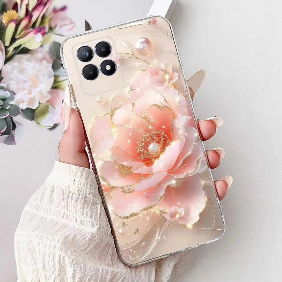Luxury Butterfly and Love Flowers Clear Phone Case - Cool Painted Design