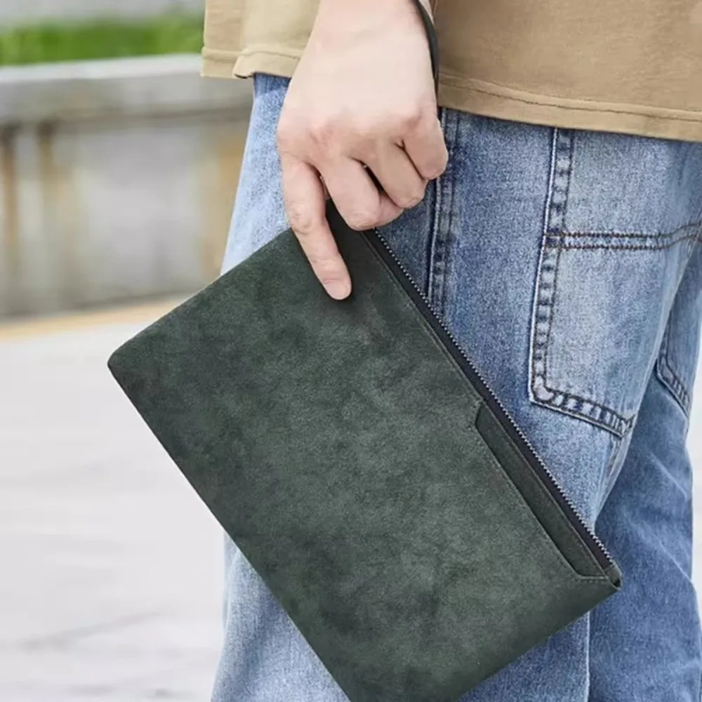 New Portable Men's Business Clutch Bag Soft Surface Ort Coin Purse Leather Wallet Large Capaci Handheld Busin