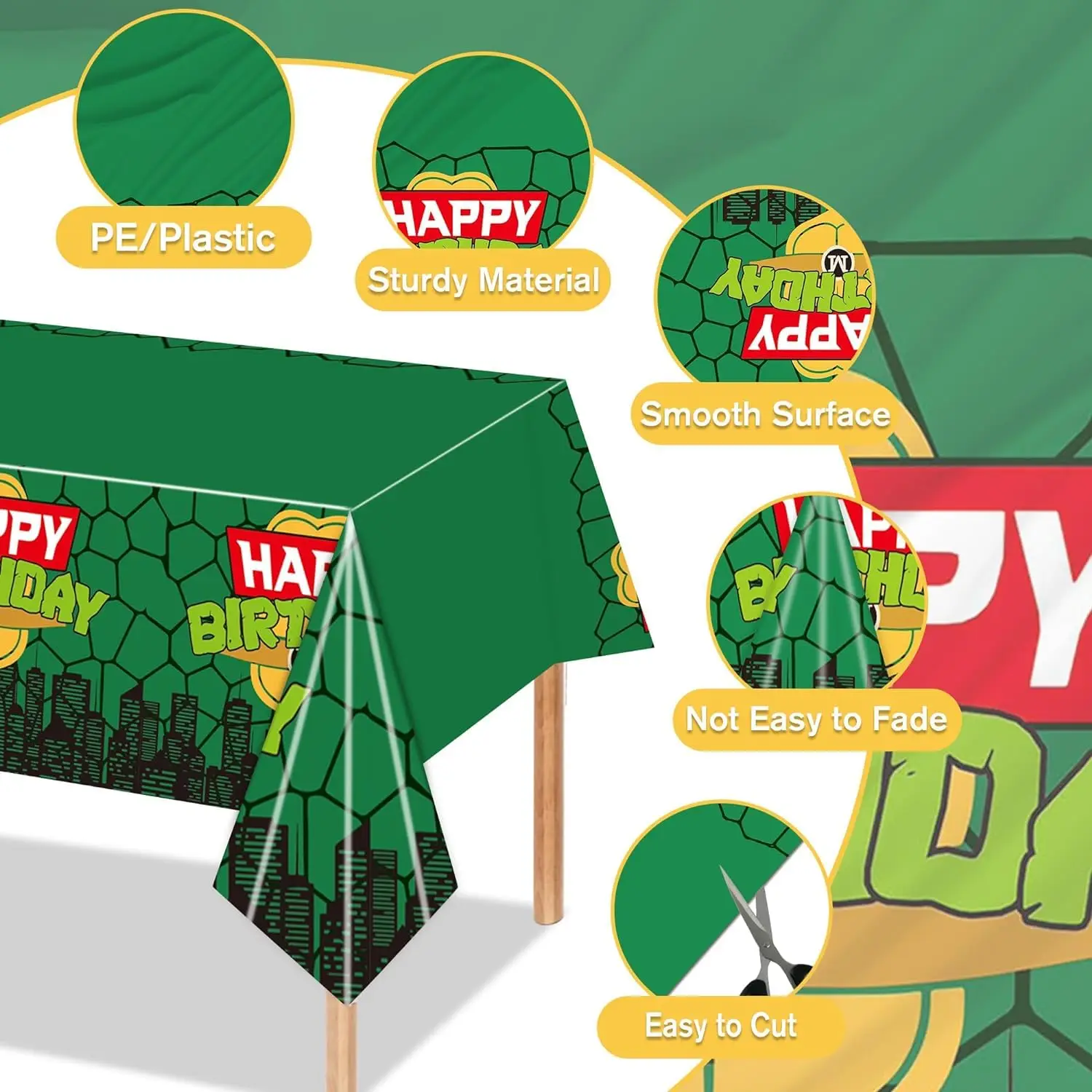 Ninja Turtle Tablecloth for Kids Boys Birthday Party Cartoon Turtle Theme Party Supply Table Cover Waterproof Dessert