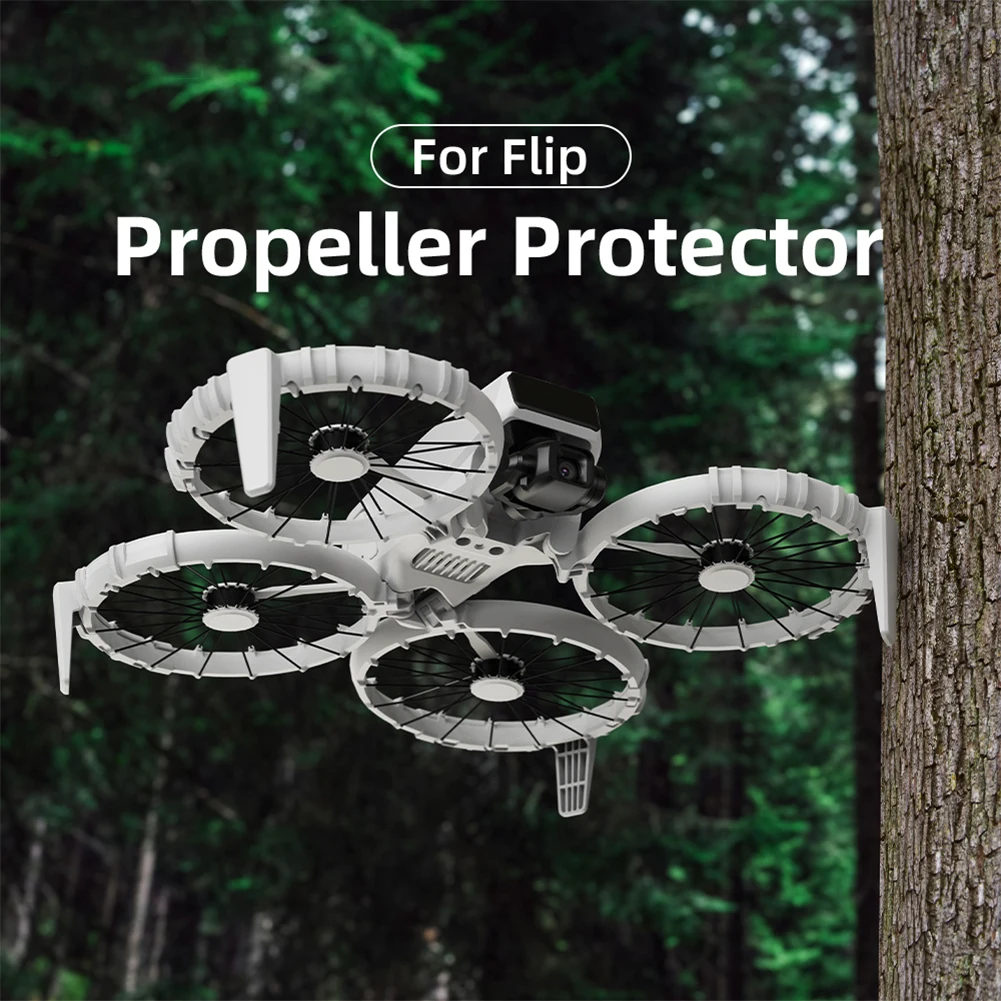 Gros plan sur l'anneau anti-collision TPU entourant les hélices du DJI Flip.