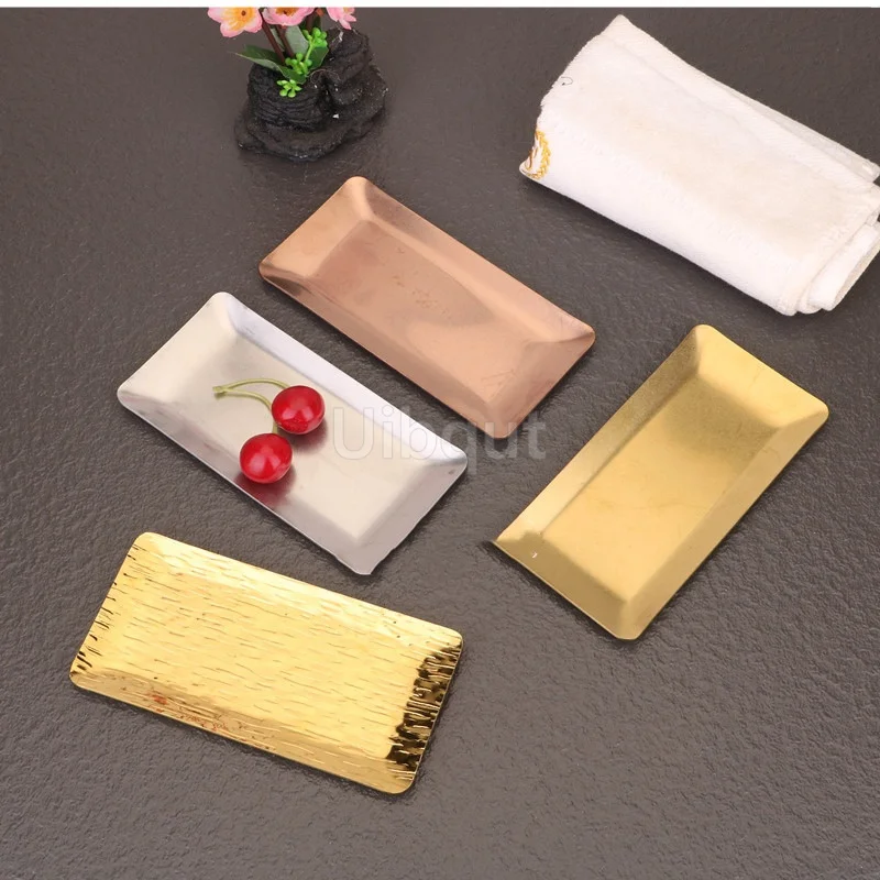 Hammered Exquisite Stainless Steel Serving small Tray Living Room Bedroom Kitchen Bathroom Jewelry Storage gold decorative tray 3