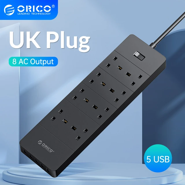 ORICO UK Plug AC Outlet With USB Electrical Socket Extension Power Strip For Office 8AC