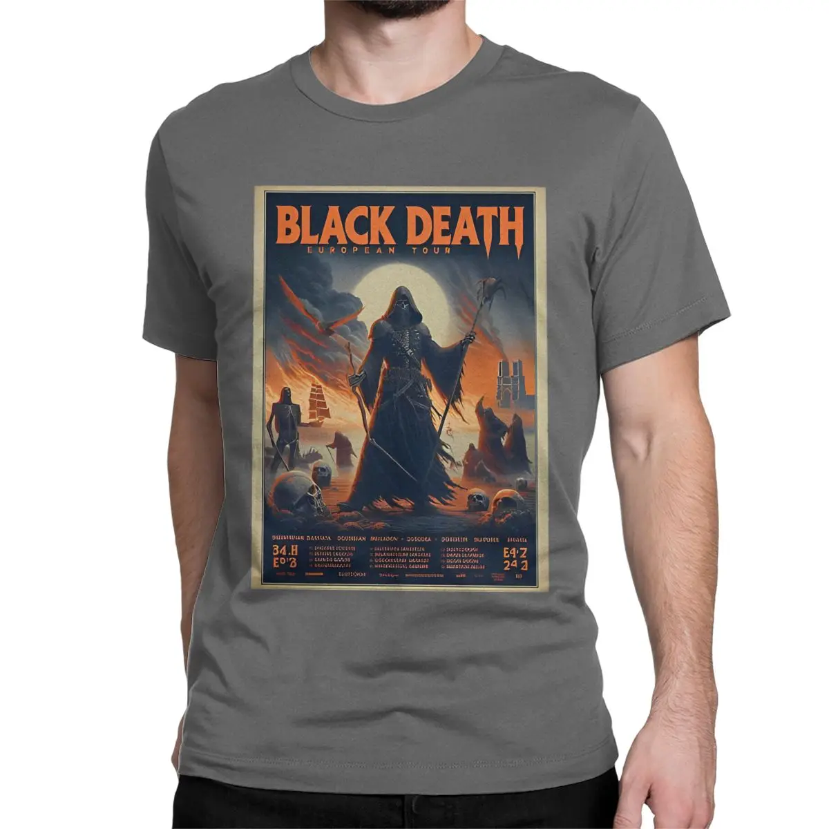 thumbnail image 1 of Camiseta de la gira europea del Doctor de la Peste Negra para hombre y mujer, de algodón puro, de manga corta y cuello redondo, talla grande, 1 of 7