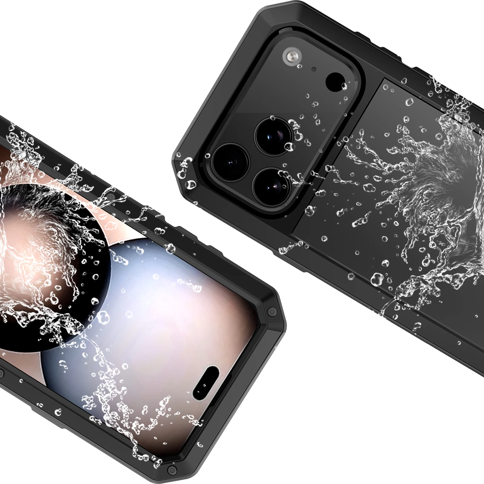 Luxury Heavy Duty Case For iPhone 17 16 15 Pro Max Plus Metal Heavy Duty 360 Full Body Shockproof Armour Protective Cover Fundas