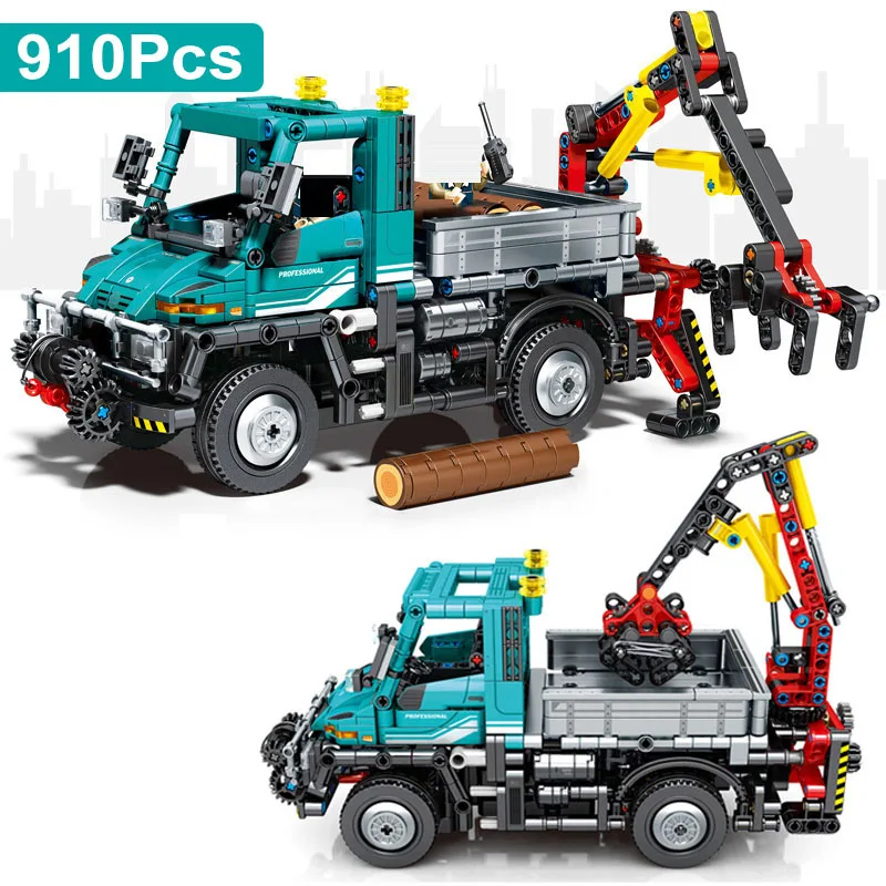 High Tech 910Pcs Mechanical Farm Engineering Car Model Building Blocks City Unimog Truck Figures Bricks Toys MOC Kids Adult Gift