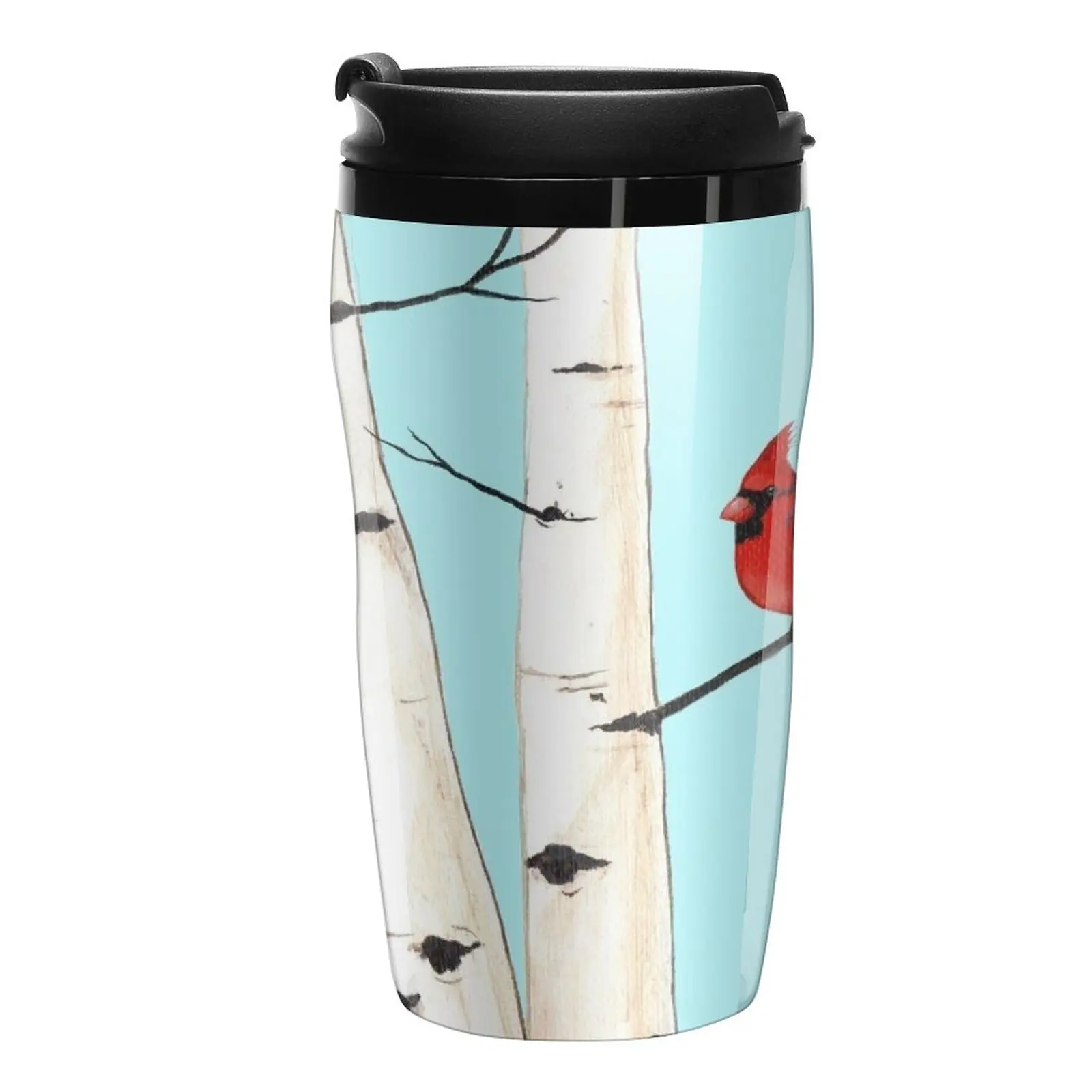 

New Cardinal with Birch Trees Travel Coffee Mug Latte Cup Mug For Tea Espresso Shot