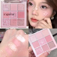 New Nine-color Eyeshadow Palette Glitter Pearly Matte Pigment Eye Shadow Long Lasting Sweet girl Peach makeup Cosmetic 1
