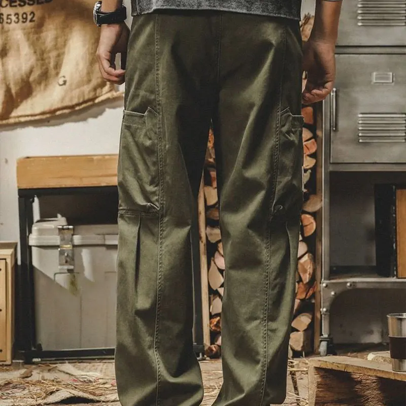 Elegant Fashion Harajuku Slim Fit Ropa Hombre Loose Casual Pants All Match Sweat Pants Pockets Straight Cylinder Cargo Pants