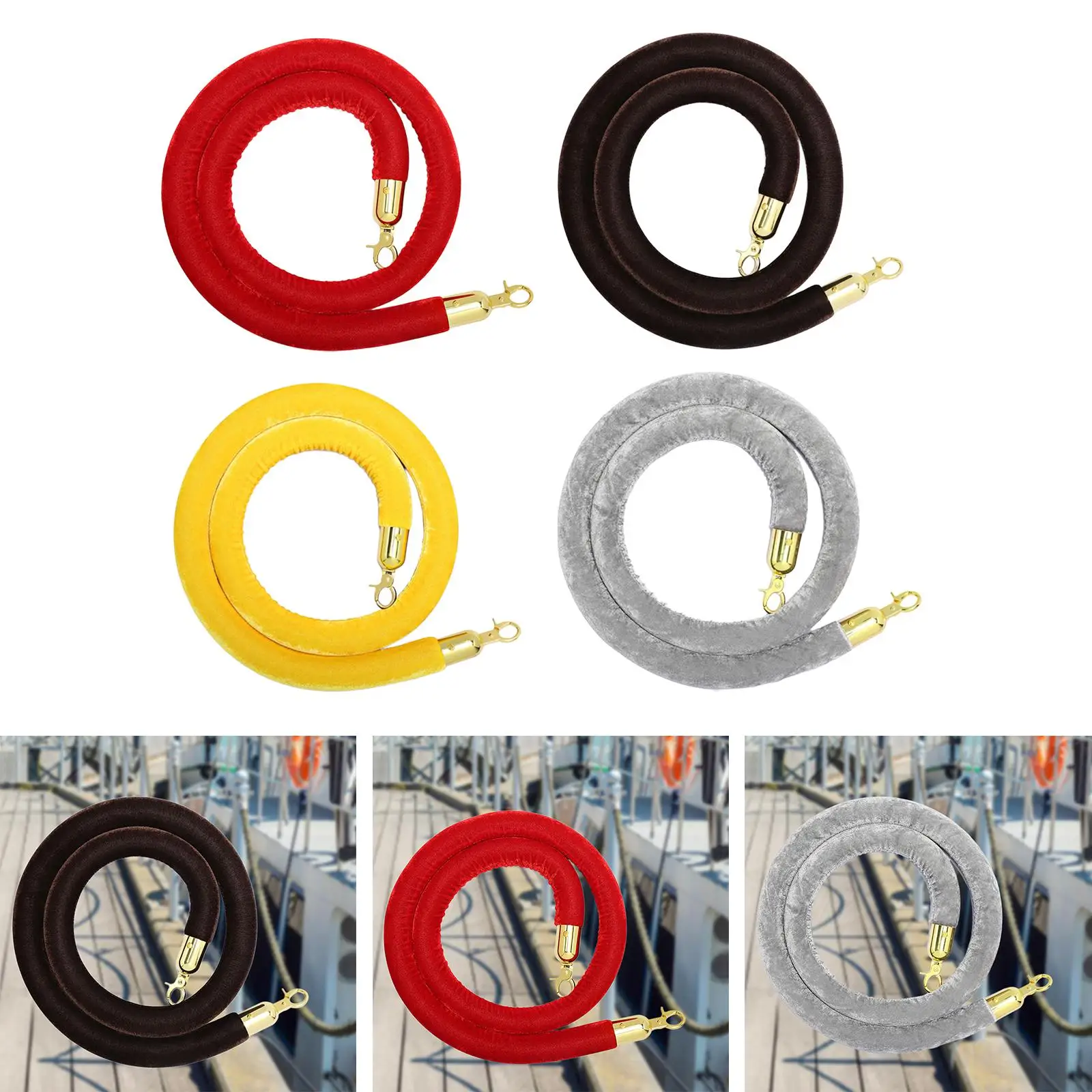 1Pcs Rope Velvet 4.9ft with Stainless Steel Hooks Playground