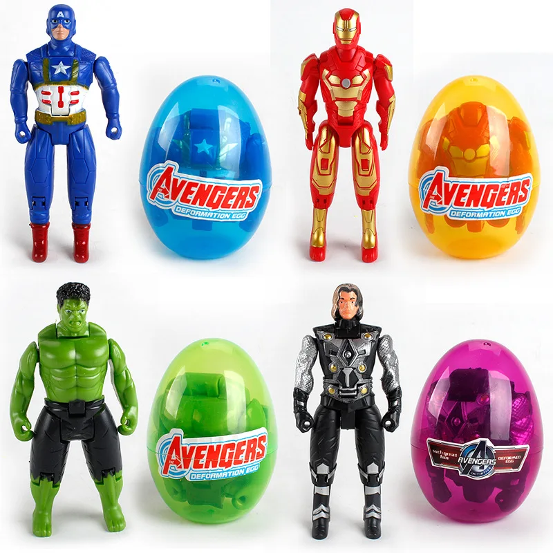 Disney The Avengers Action Figure Toys Anime Iron Man Thor Hulk Captain America Deformation Egg Toys For Children Gift