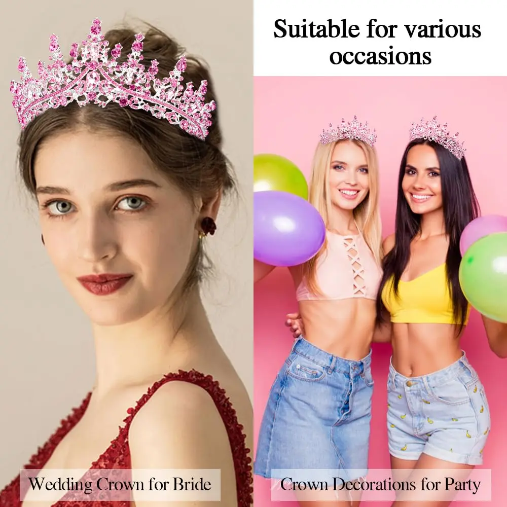 Pink Birthday Queen Sash Tiaras Crowns For Women Girls Crystal Princess Tiara Rhinestone Headbands Quinceanera Happy Birthday jewelry accessories,hair accessory,hair headdress,hair band crown
