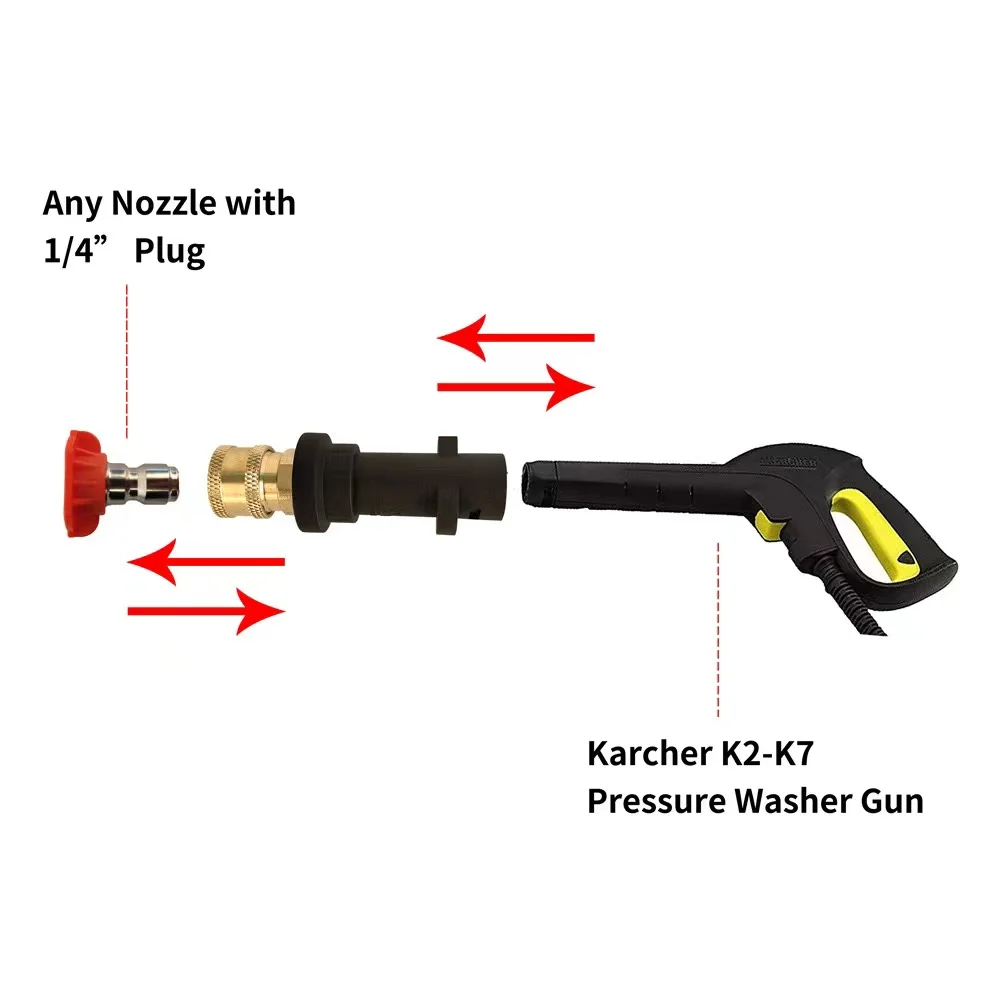 High Pressure Water Gun Quick Adapter for KARCHER K2 K3 K4 K5 K6 K7 with Colorful Foam Pot Nozzle Attachment Kit