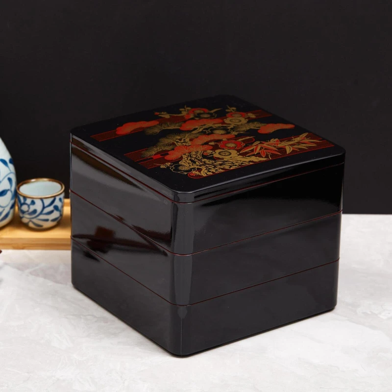 Large Japanese 3-Tier Bento Box Wooden Lunch Container Pine Bamboo  Sushi  Set Portable Elegant Food Storage Box - 4