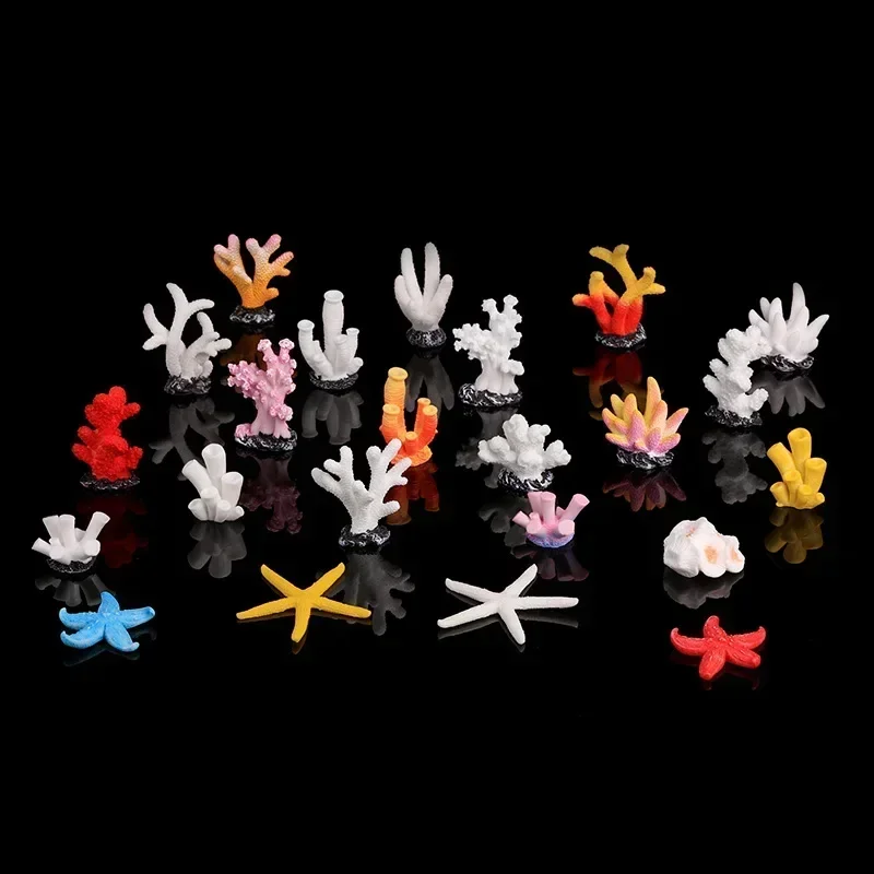 Resin Coral Miniature Aquarium Decorations – Starfish and Plant Accessories
