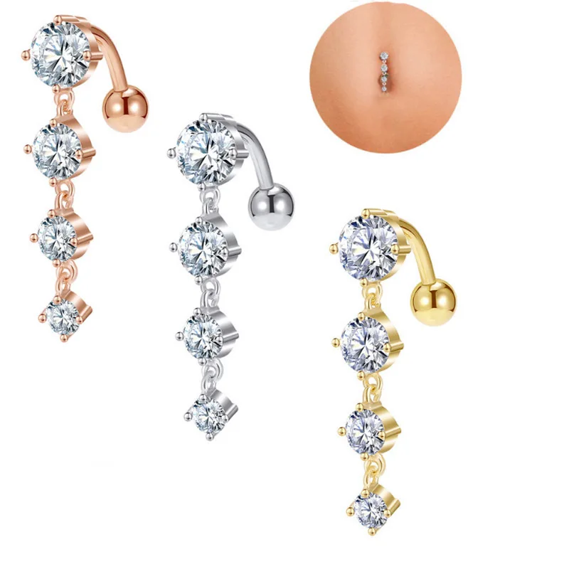 

Стальные кольца для пупка Renju, подвеска в виде капли воды, кольцо-пирсинг для пупка Button для женского тела