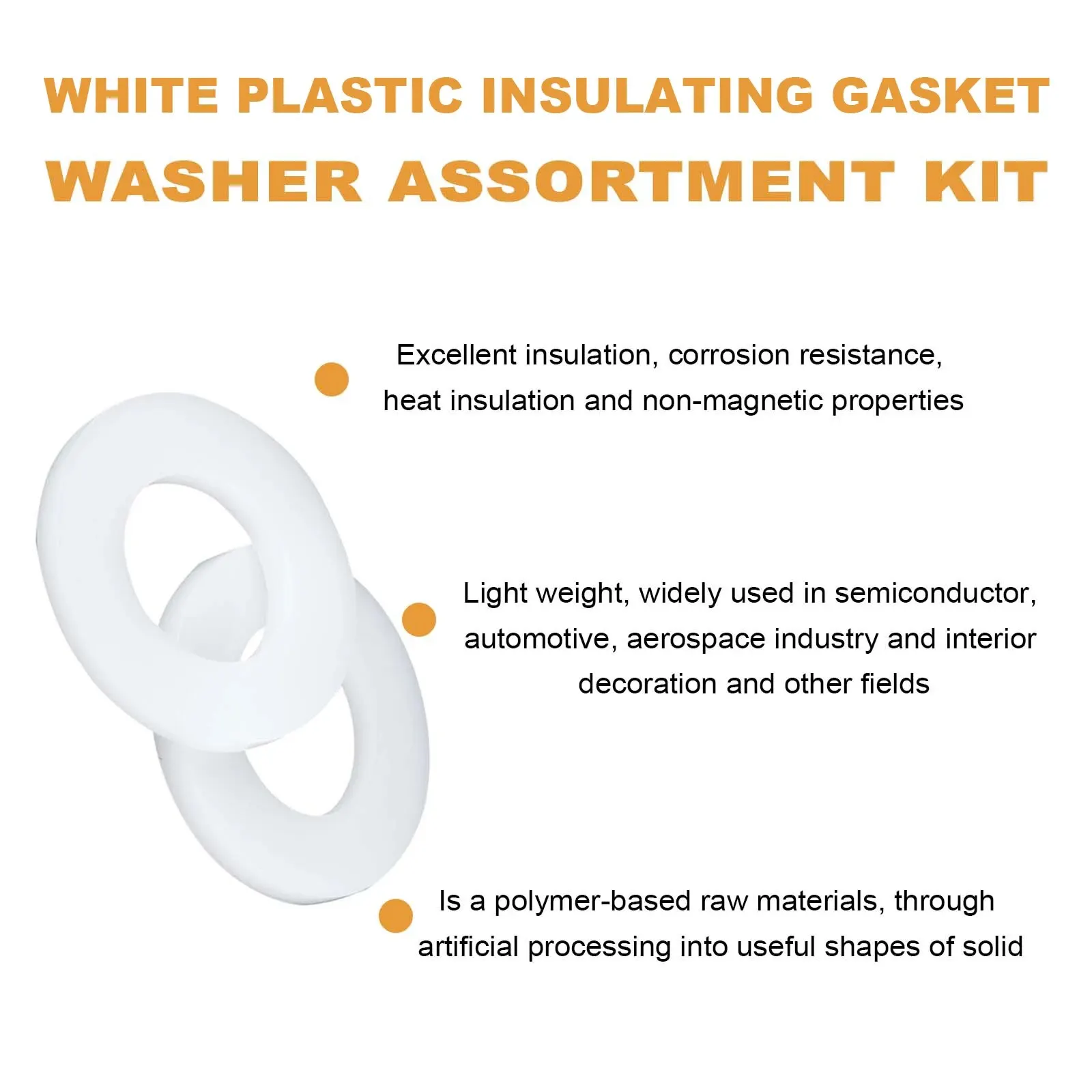 500Pcs M2 M2.5 M3 M4 M5 M6 M8 M10 Plastic Nylon Flat Washer Flat Gasket Screw Bolt Insulation Washer Assembly Kit