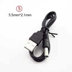Universal USB A to DC Power Supply Extension Cable - Multi - Size Plug Jack Connector - 1 PCS (5.5x2.1mm)