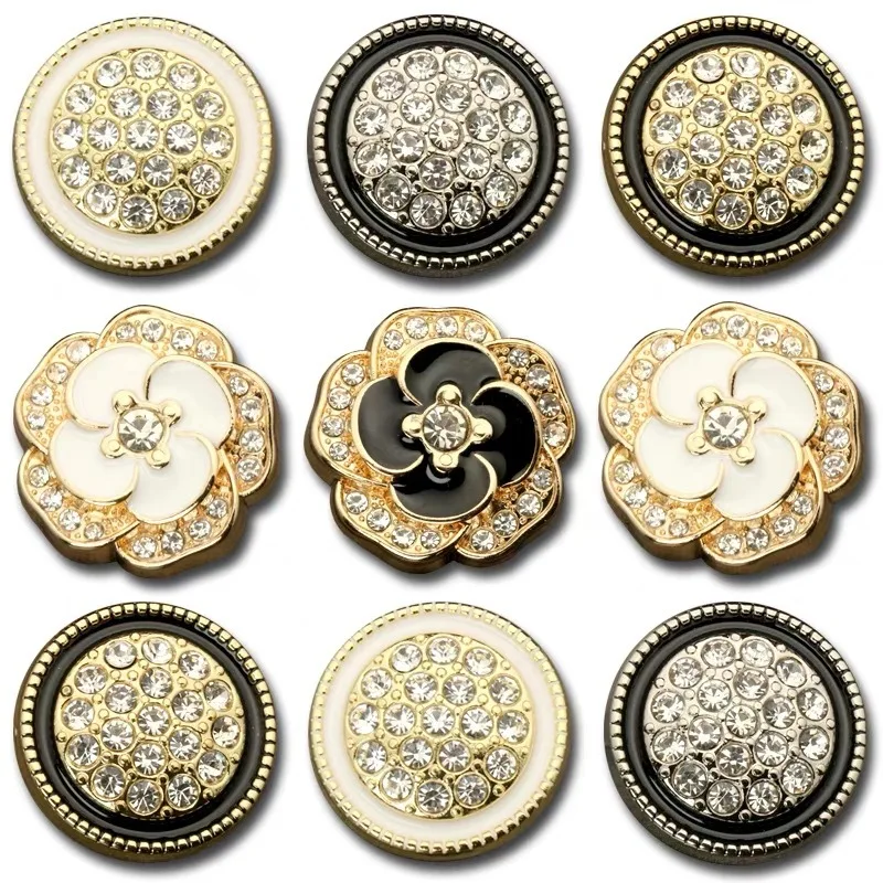 10-p-s-flor-diamante-bot-es-de-metal-para-costura-de-roupas-diy-strass ...