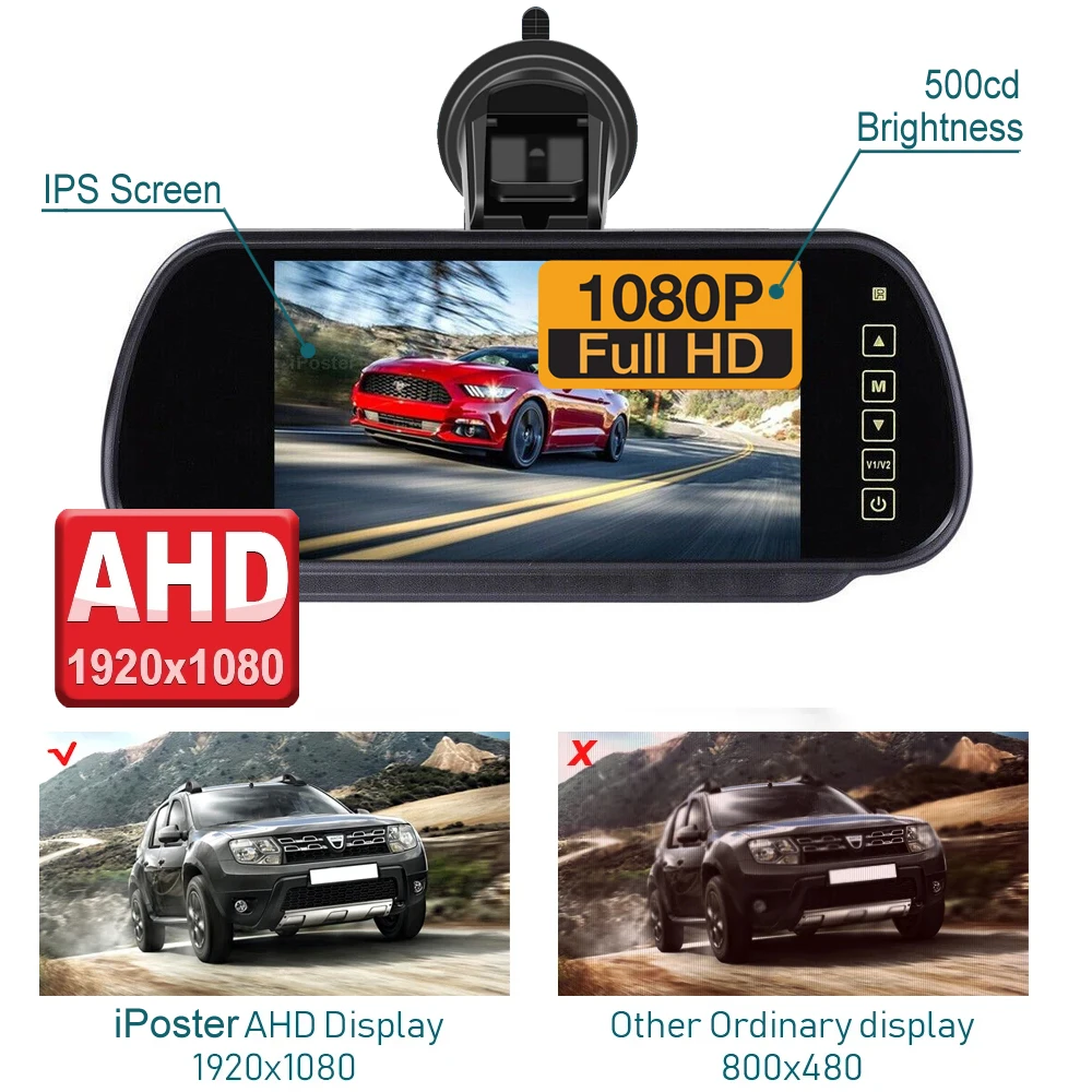 IPoster الرقمية اللاسلكية 7 بوصة شاشة مقسمة DVR مراقب AI المركبات البشرية كشف BSD كاميرات احتياطية لمقطورة Rvs تخييم