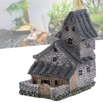 1 PCS Mini House Model Ornaments Simple Tradiational Garden Scene Statue Creative Realstic House Figurines 1