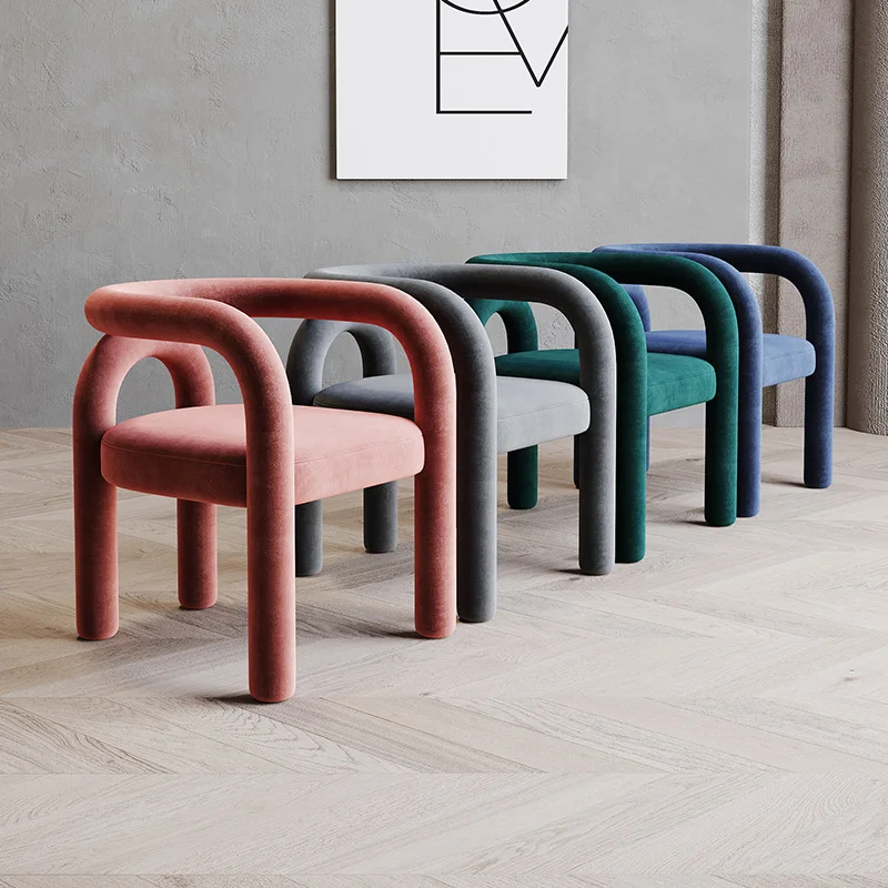 Chair Pink Sillas Dining Chair Backrest Cosmetic Nail Stool Leisure Bedroom and Household Nordic Designer Single
